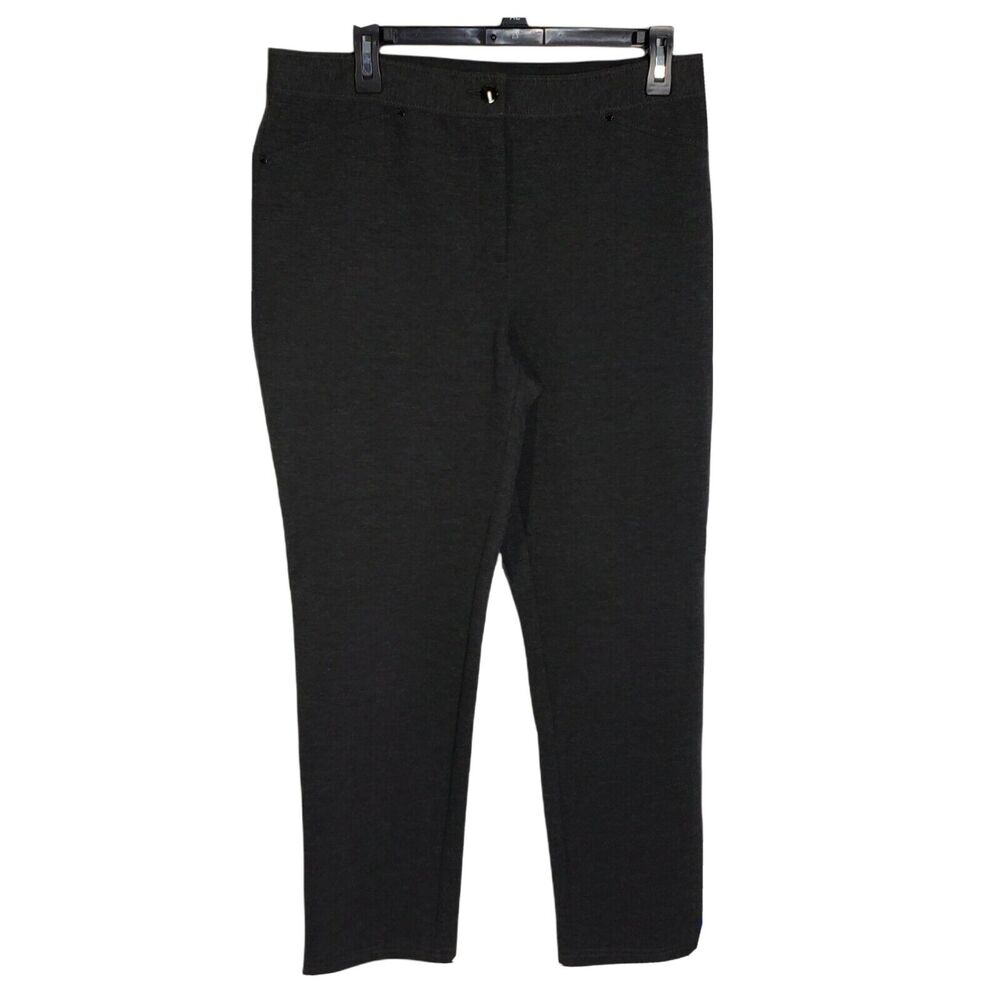 Chico's Womens Pants Size 1.5 Short Medium 10 Gray Premiere Ponte Faux Pocket